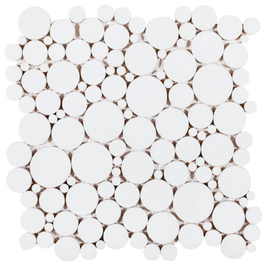 White Reconstituted Round Interlocking Mosaic | Tile Center