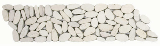 White Sliced Matte Pebble Interlocking Border | Tile Center