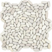 White Sliced Matte Pebble Interlocking Mosaic | Tile Center