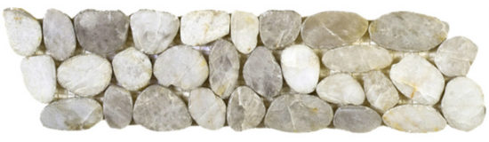 White Sliced Polished Pebble Interlocking Border | Tile Center
