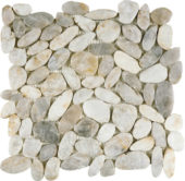 White Sliced Polished Pebble Interlocking Mosaic | Tile Center