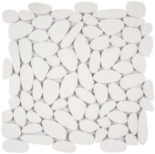 White Sliced Reconstituted Pebble Interlocking Mosaic | Tile Center