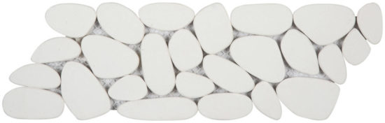 White Sliced Reconstituted Pebble Mosaic Interlocking Border | Tile Center
