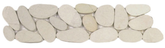 White Xl Sliced Matte Pebble Interlocking Border | Tile Center