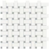 White w/Cloud Blue Matte Basketweave Mosaic | Tile Center