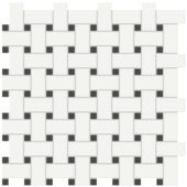 White w/Retro Black Matte Basketweave Mosaic | Tile Center