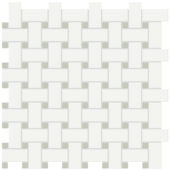 White w/Soft Sage Matte Basketweave Mosaic | Tile Center