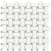 White w/Taupe Matte Basketweave Mosaic | Tile Center