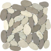 White/Beige Xl Sliced Matte Pebble Interlocking | Tile Center