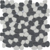White&Black Reconstituted Pebble Interlocking Mosaic | Tile Center