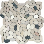 White/Pink/Beige/Black Sliced Matte Pebble Interlocking Mosaic | Tile Center