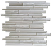 Wood Look Glass Baguette Light Grey Interlocking Mosaic | Tile Center