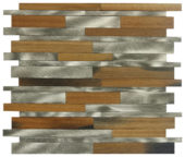 Wood / Silver Aluminum Baguette Interlocking Mosaic | Tile Center