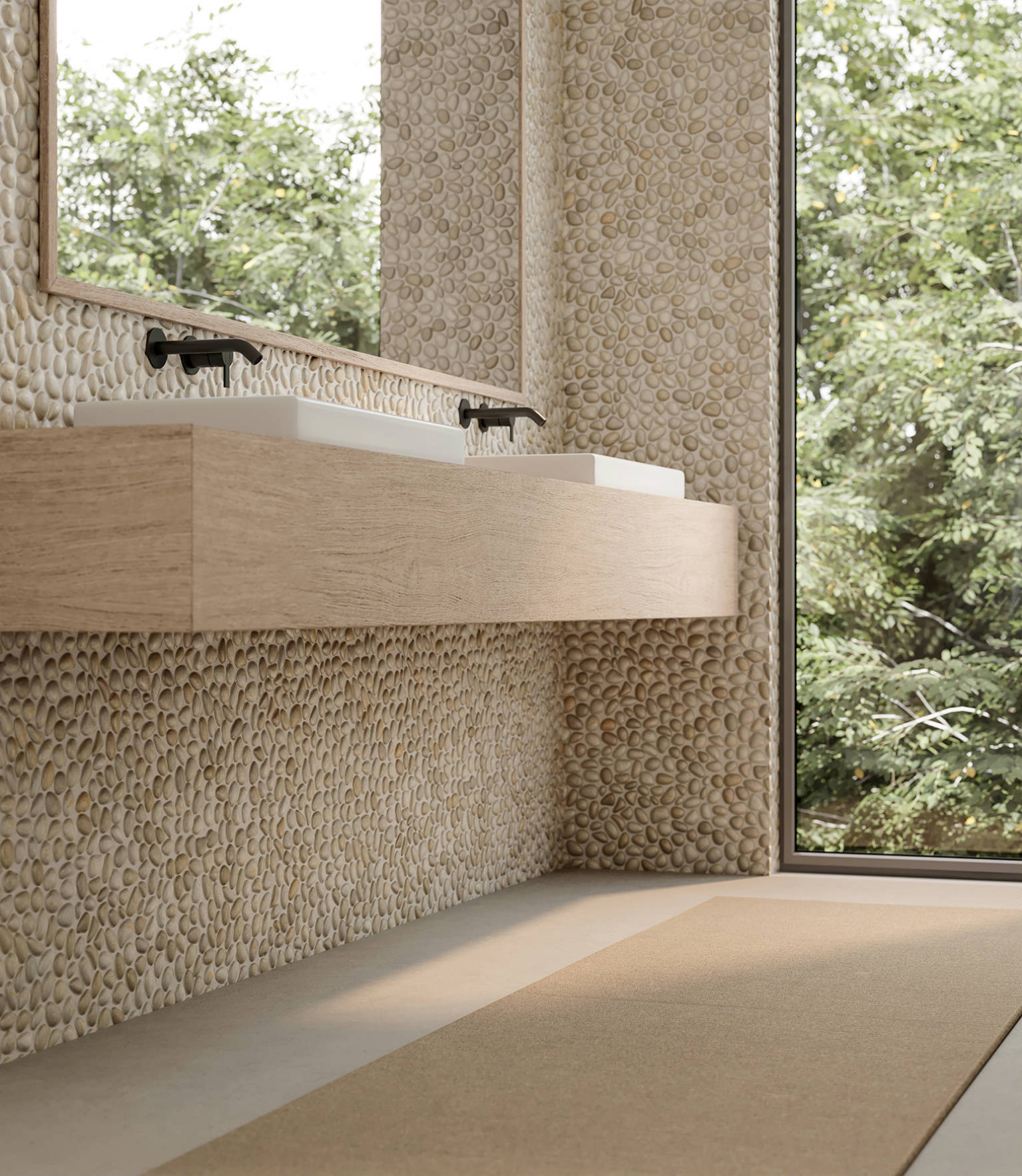 Zen Fiji Cream Natural Pebble Matte Mosaic 2 | Tile Center