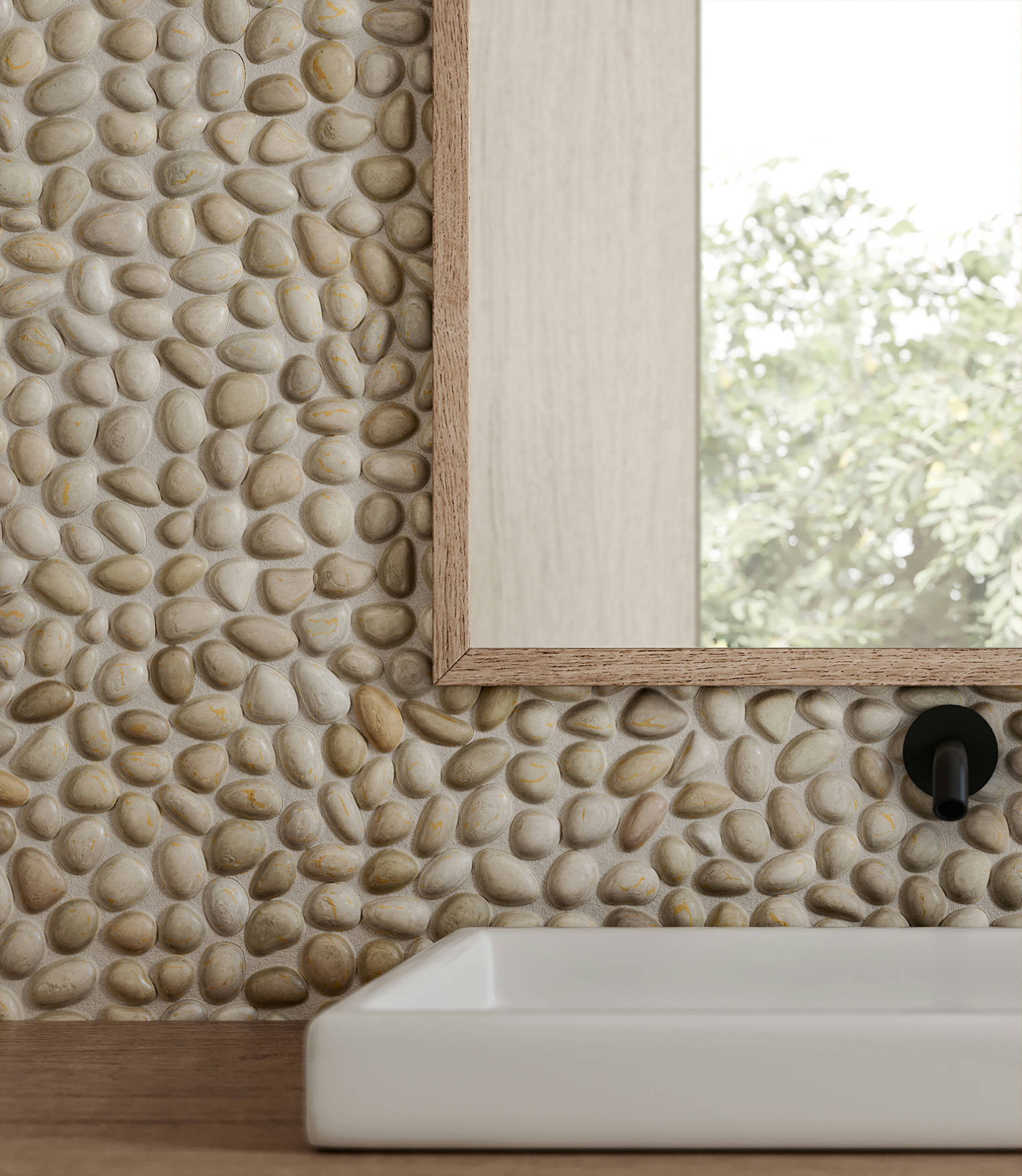Zen Fiji Cream Natural Pebble Matte Mosaic 3 | Tile Center