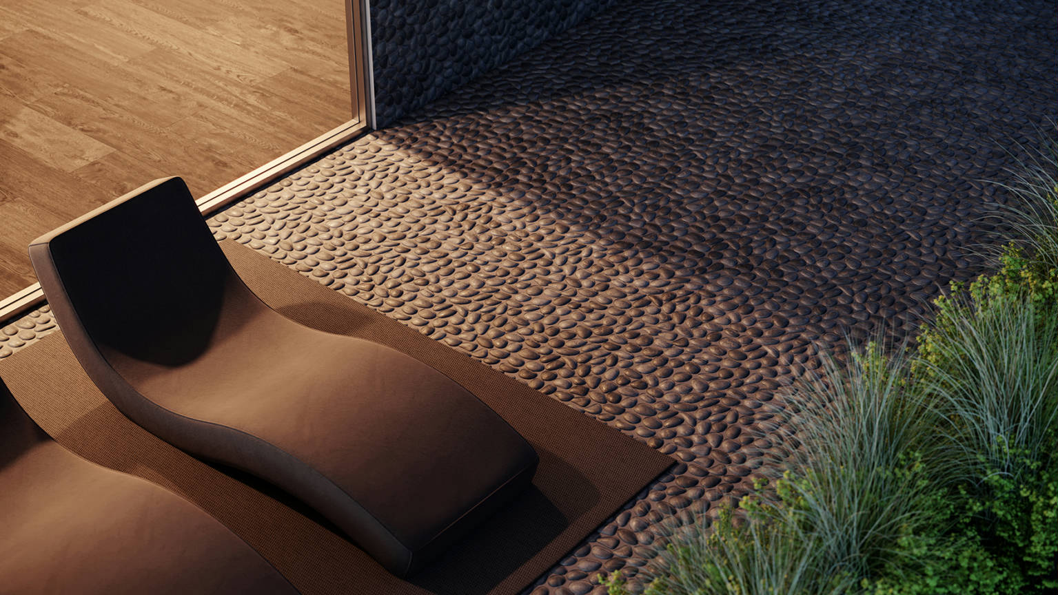 Zen Tahitian Black Sand Natural Pebble Matte Mosaic 2  | Tile Center